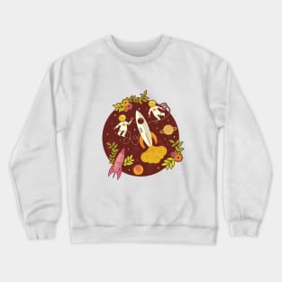 Race to the Moon with Florals in Maroon Crewneck Sweatshirt